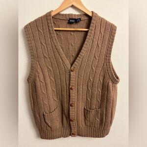 GANT The Vest Wool Vest Cableknit Camel LARGE